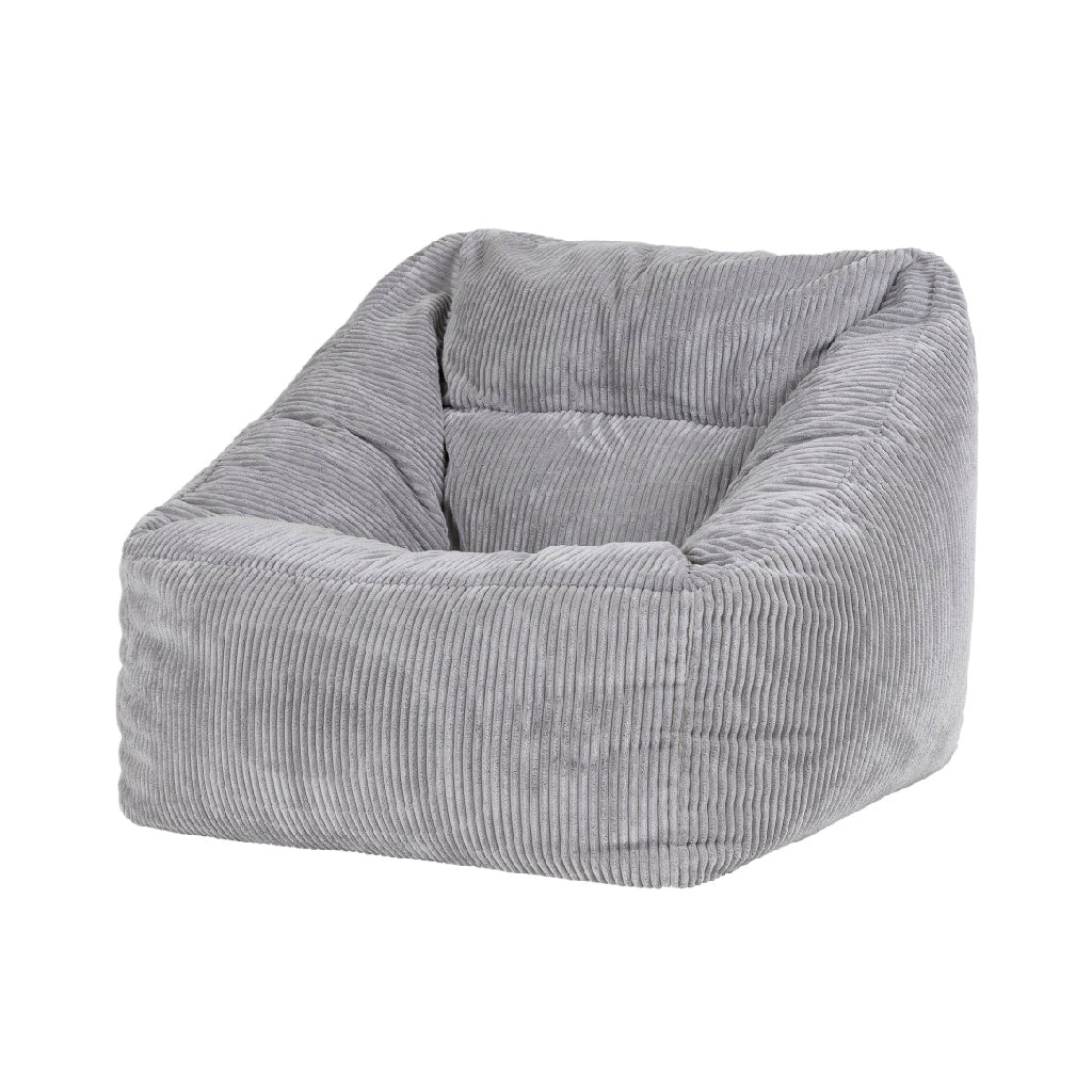Sillón tipo bean bag tapizado en pana gris para interior