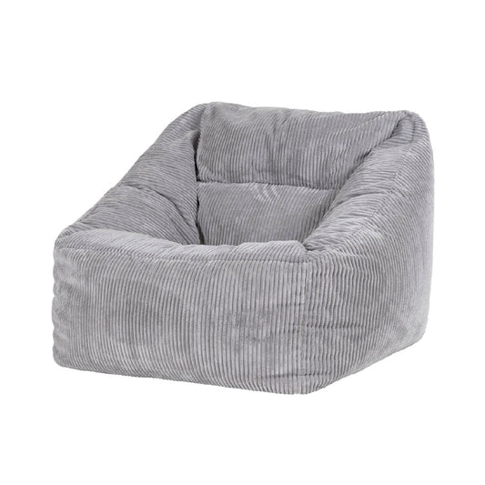 Sillón tipo bean bag tapizado en pana gris para interior