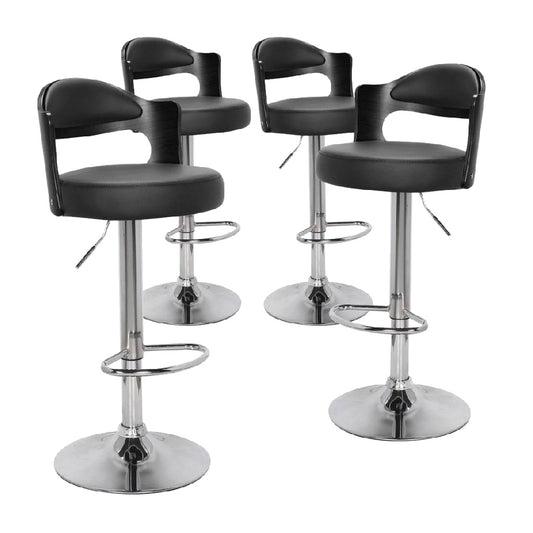 Juego de 4 Taburetes de Bar Giratorios Regulables con Respaldo y Base Cromada