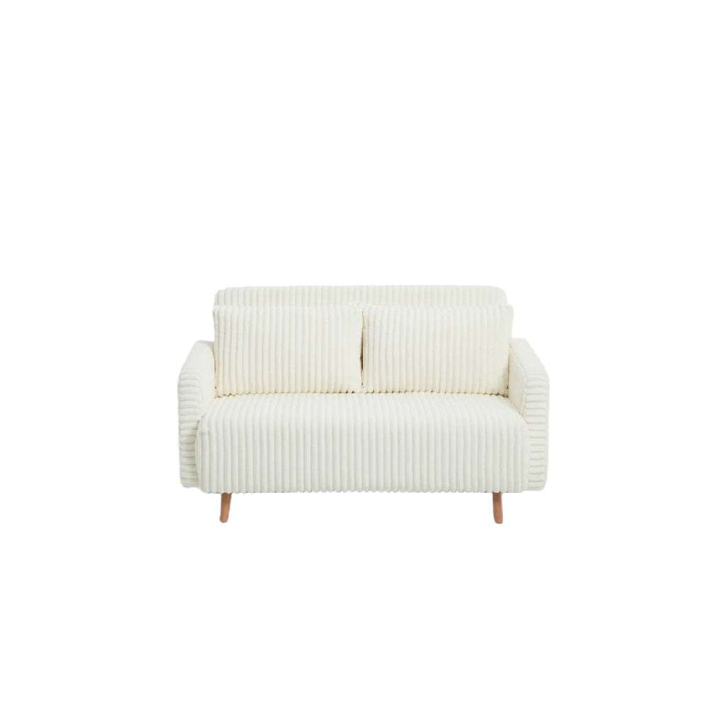 Sofá de 2 plazas tapizado en pana, color crema