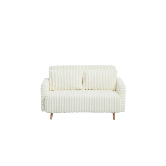 Sofá de 2 plazas tapizado en pana, color crema